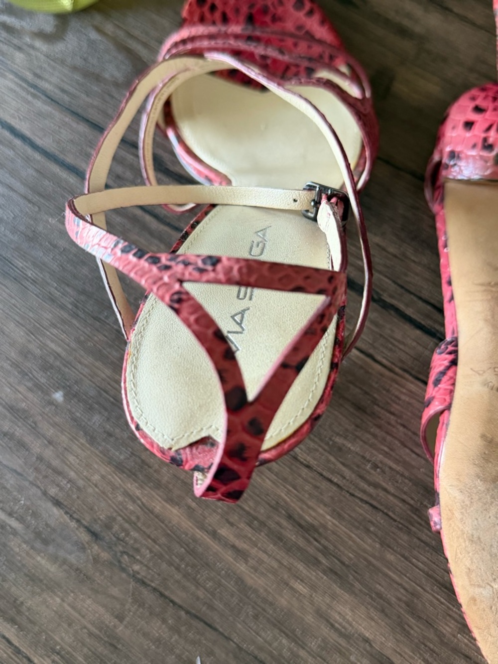 Via Spiga Pink Snake-Print Strappy Heeled Sandals - Picture 5 of 7